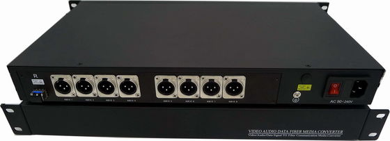 फाइबर कन्वर्टर 1U रैक 8 चैनल के लिए 3 पिन XLR प्रतिबंधित ऑडियो
