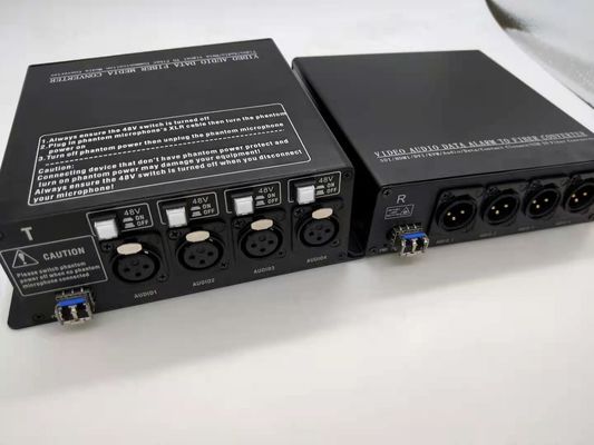 स्विचेबल 48V फैंटम पावर सप्लाई के साथ डिजिटल xLR से फाइबर ऑप्टिक कन्वर्टर