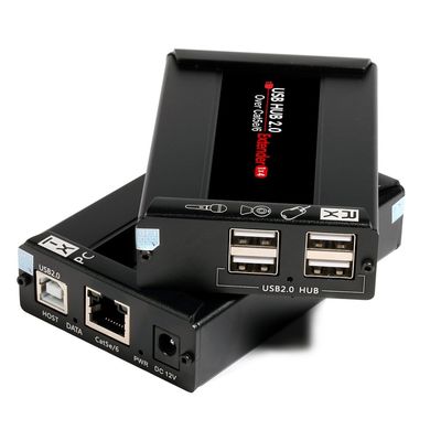 Cat5/Cat6 केबल पर 2 पोर्ट USB 2.0 एक्सटेंडर